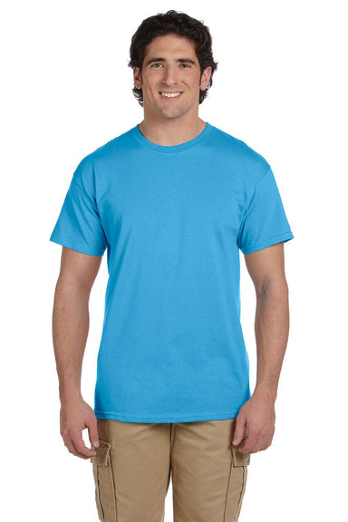 Fruit Of The Loom 3931 Mens HD Jersey Short Sleeve Crewneck T-Shirt Aquatic Blue Front