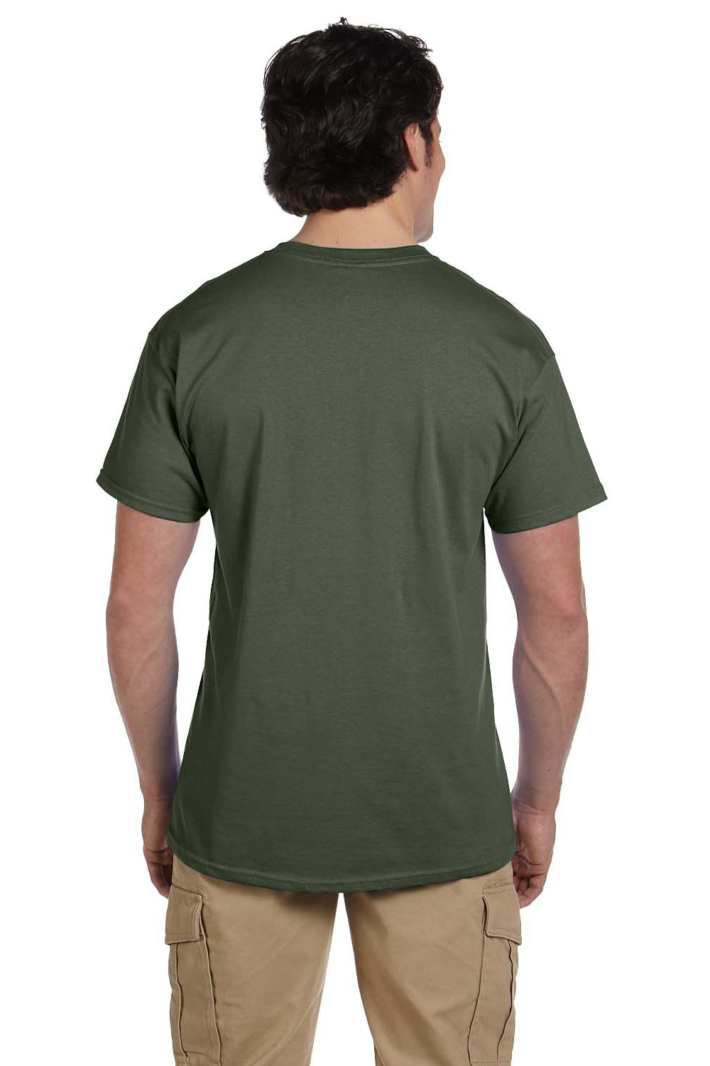 Fruit Of The Loom 3931 Mens HD Jersey Short Sleeve Crewneck T-Shirt Military Green Back