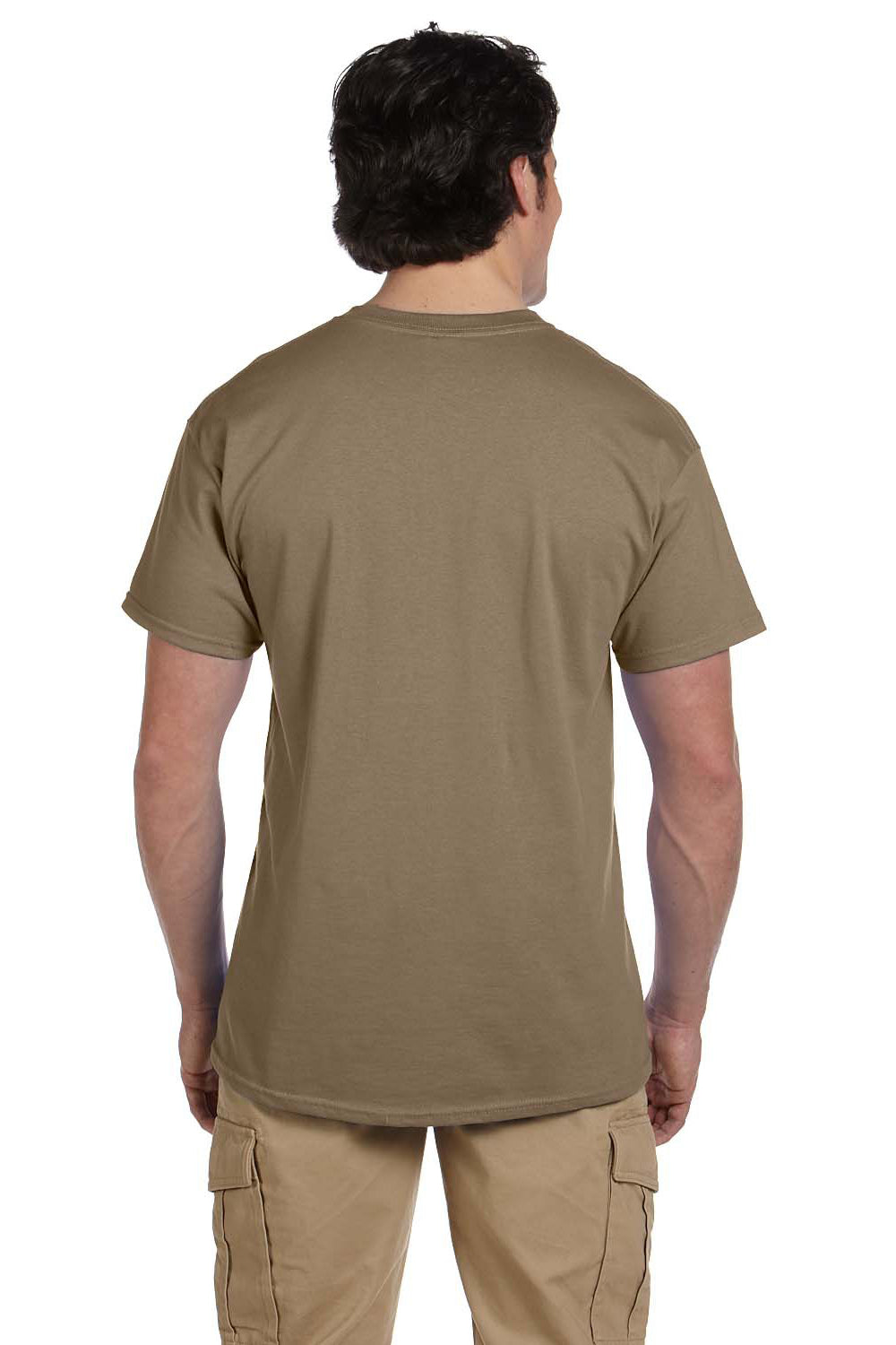 Fruit Of The Loom 3931 Mens HD Jersey Short Sleeve Crewneck T-Shirt Safari Brown Back