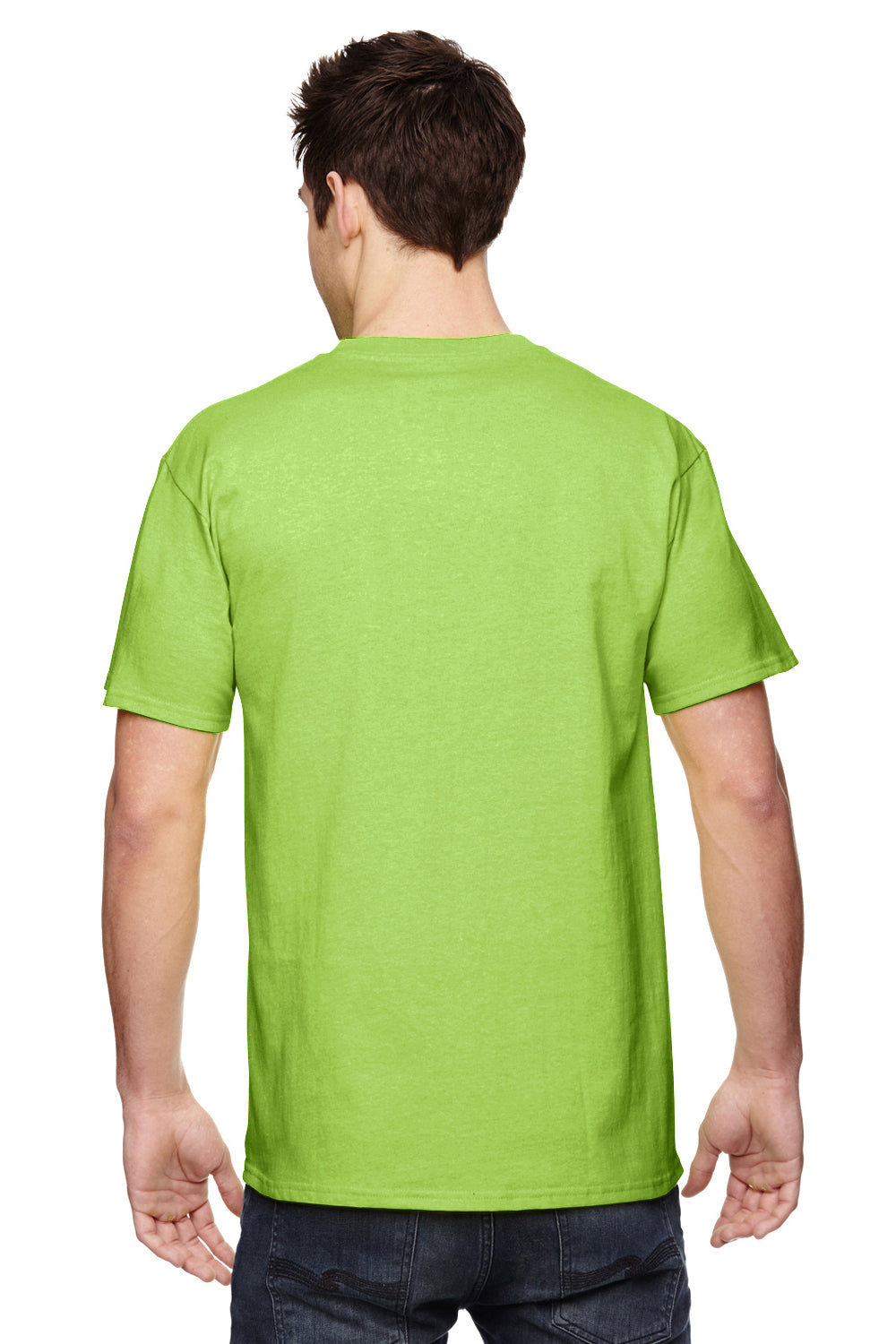 Fruit Of The Loom 3931 Mens HD Jersey Short Sleeve Crewneck T-Shirt Neon Green Back