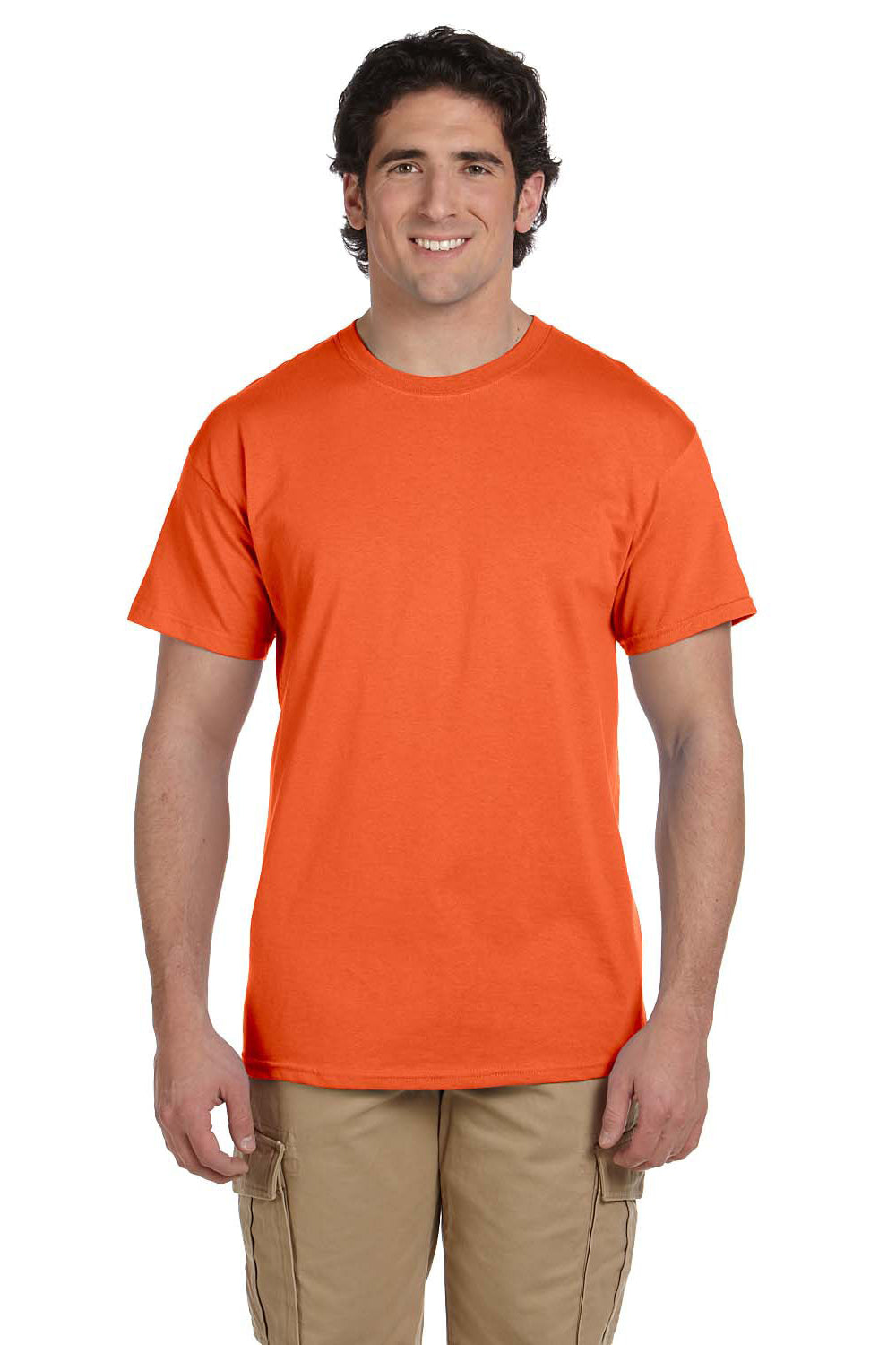 Fruit Of The Loom 3931 Mens HD Jersey Short Sleeve Crewneck T-Shirt Burnt Orange Front