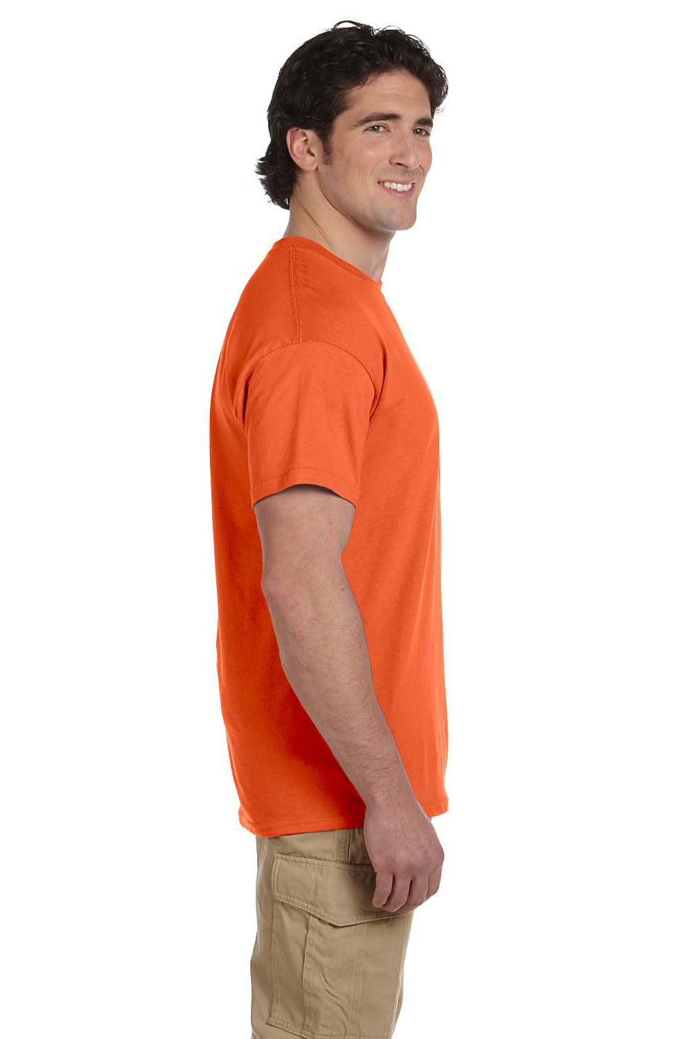 Fruit Of The Loom 3931 Mens HD Jersey Short Sleeve Crewneck T-Shirt Burnt Orange Side