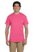 Fruit Of The Loom 3931 Mens HD Jersey Short Sleeve Crewneck T-Shirt Neon Pink Front