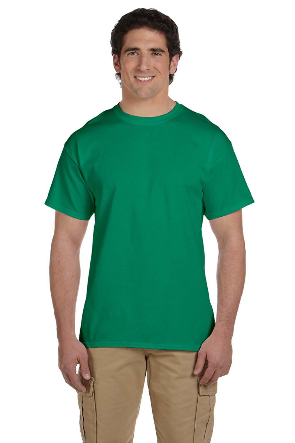 Fruit Of The Loom 3931 Mens HD Jersey Short Sleeve Crewneck T-Shirt Heather Green Front