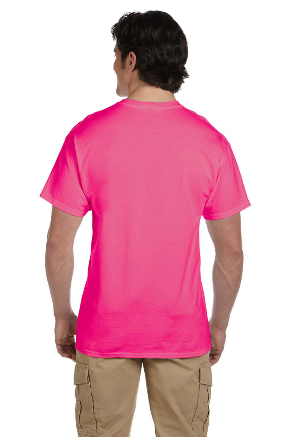 Fruit Of The Loom 3931 Mens HD Jersey Short Sleeve Crewneck T-Shirt Heather Pink Back