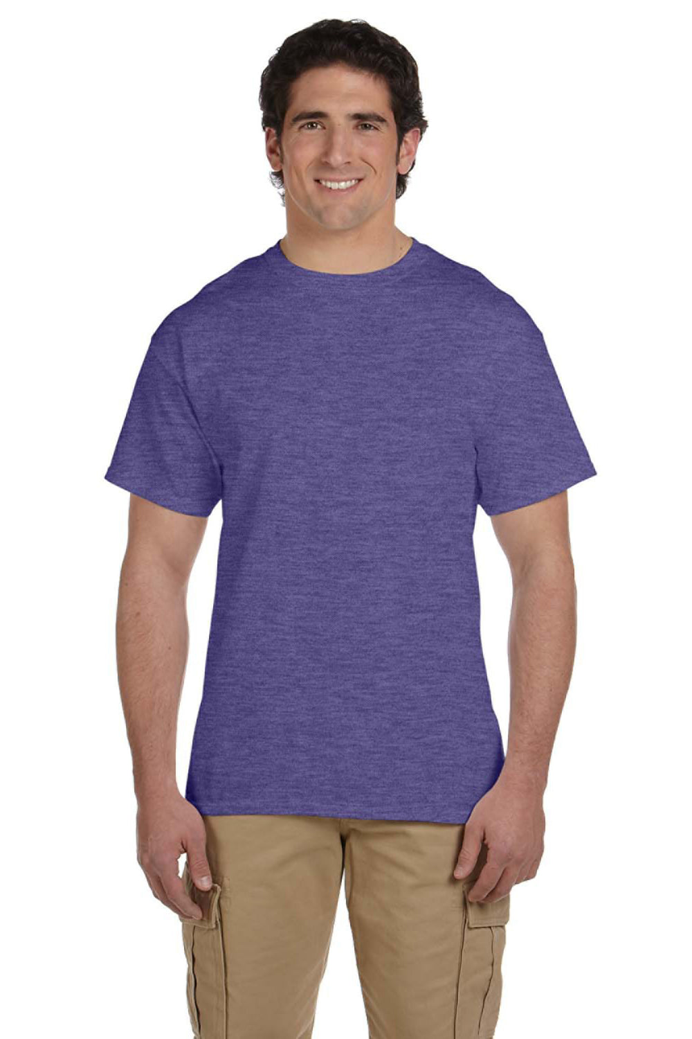 Fruit Of The Loom 3931 Mens HD Jersey Short Sleeve Crewneck T-Shirt Heather Purple Front