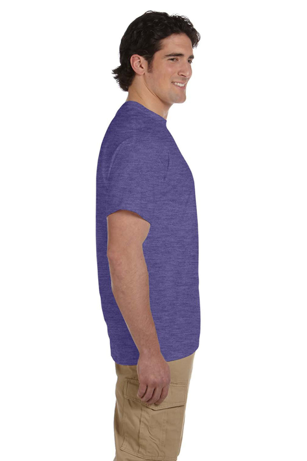 Fruit Of The Loom 3931 Mens HD Jersey Short Sleeve Crewneck T-Shirt Heather Purple Side