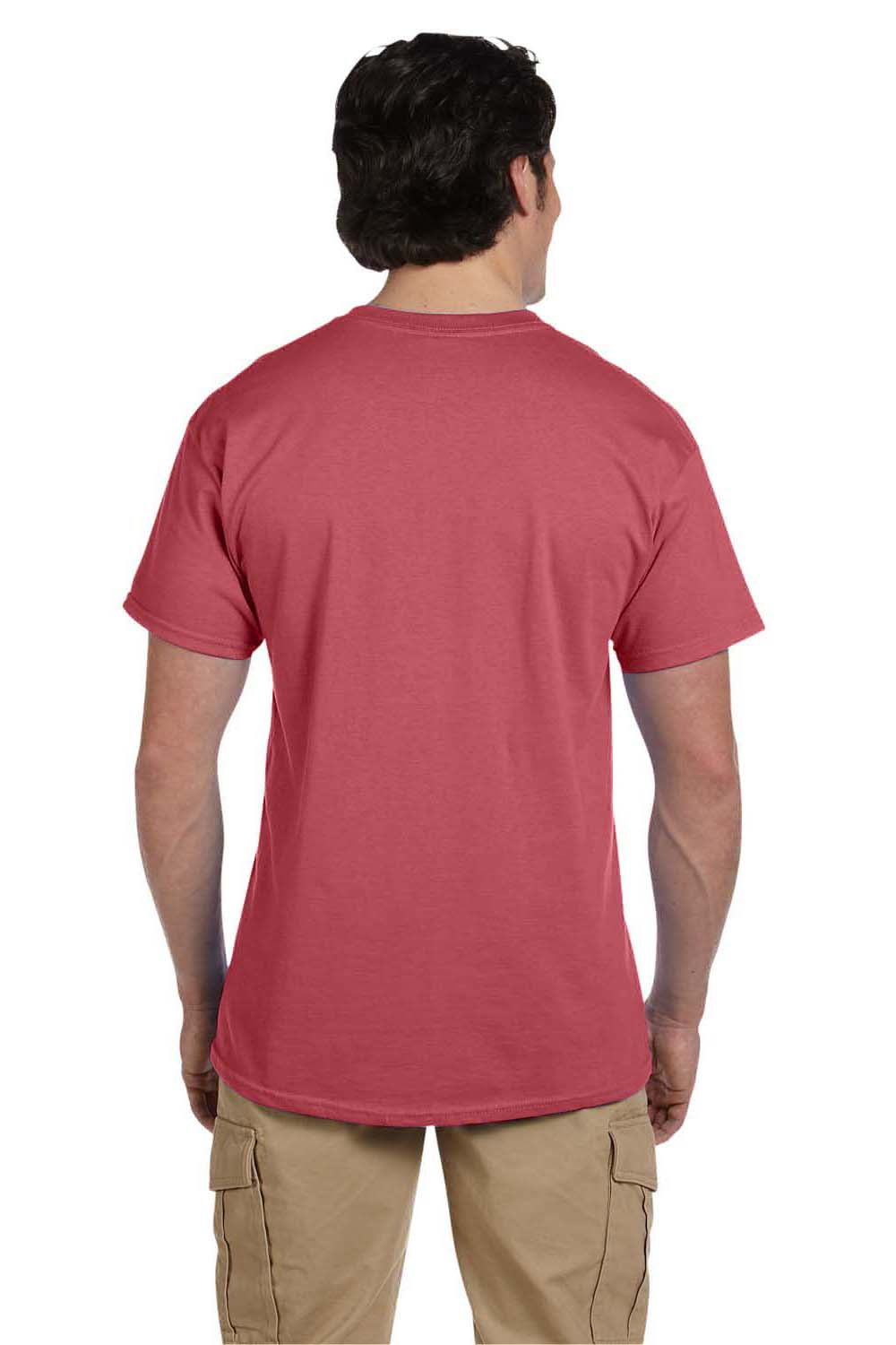 Fruit Of The Loom 3931 Mens HD Jersey Short Sleeve Crewneck T-Shirt Crimson Red Back