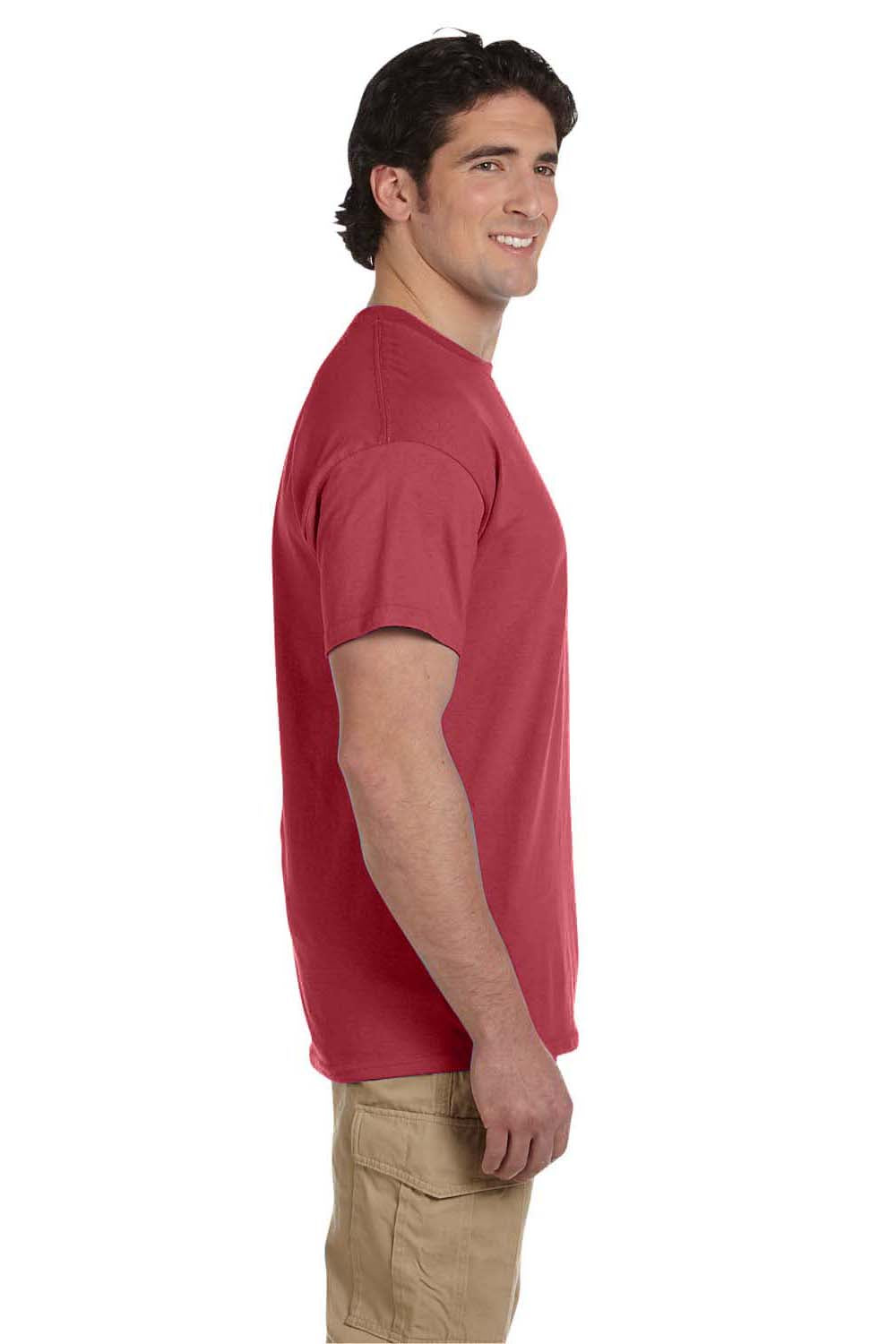 Fruit Of The Loom 3931 Mens HD Jersey Short Sleeve Crewneck T-Shirt Crimson Red Side