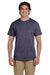Fruit Of The Loom 3930/3931/3930R Mens HD Jersey Short Sleeve Crewneck T-Shirt Heather Vintage Navy Blue Front