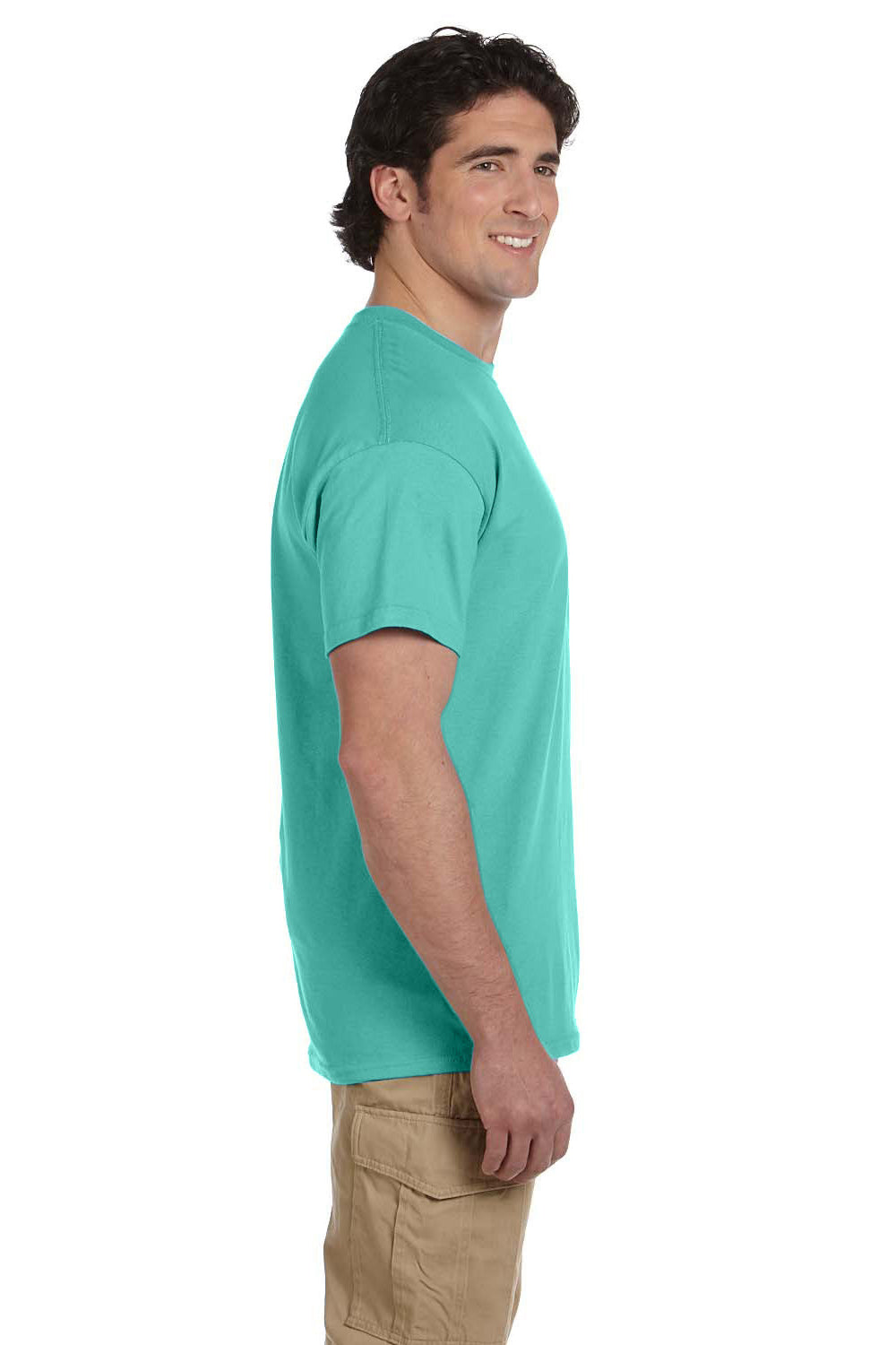 Fruit Of The Loom 3930/3931/3930R Mens HD Jersey Short Sleeve Crewneck T-Shirt Cool Mint Green SIde