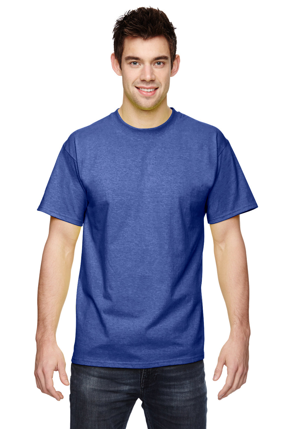 Fruit Of The Loom 3931 Mens HD Jersey Short Sleeve Crewneck T-Shirt Admiral Blue Front