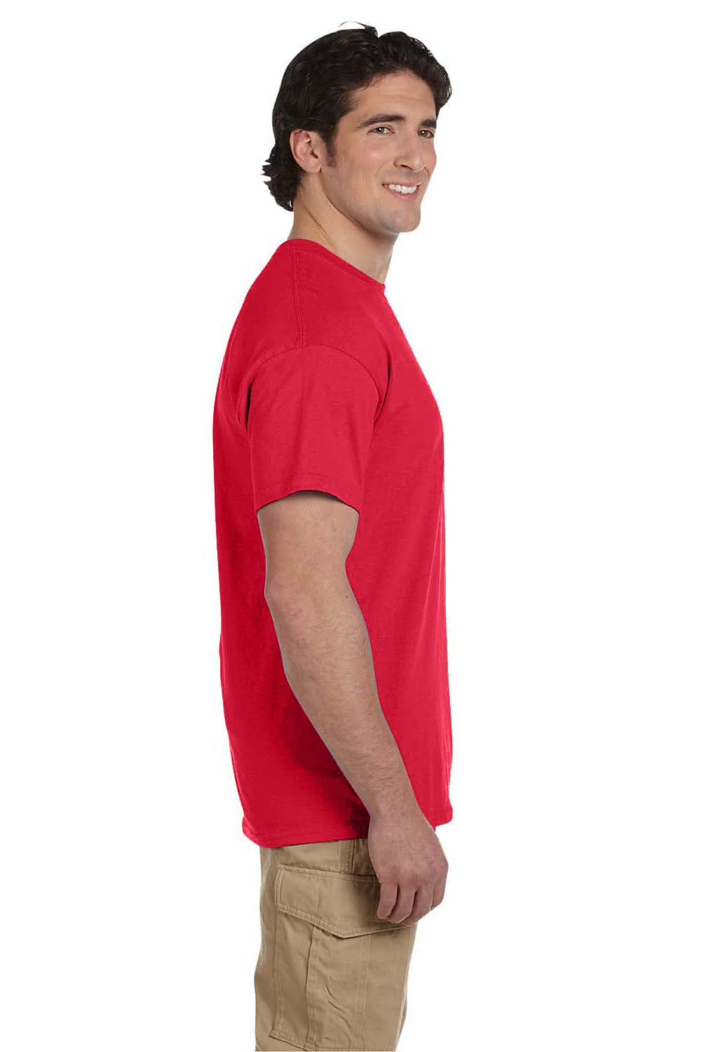 Fruit Of The Loom 3931 Mens HD Jersey Short Sleeve Crewneck T-Shirt Fiery Red Side