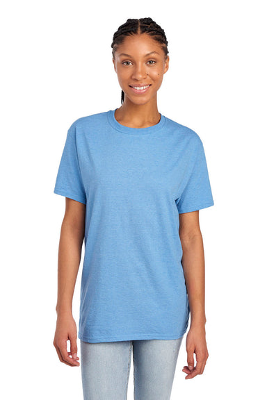 Fruit Of The Loom 3930/3931/3930R Mens HD Jersey Short Sleeve Crewneck T-Shirt Heather Carolina Blue Front
