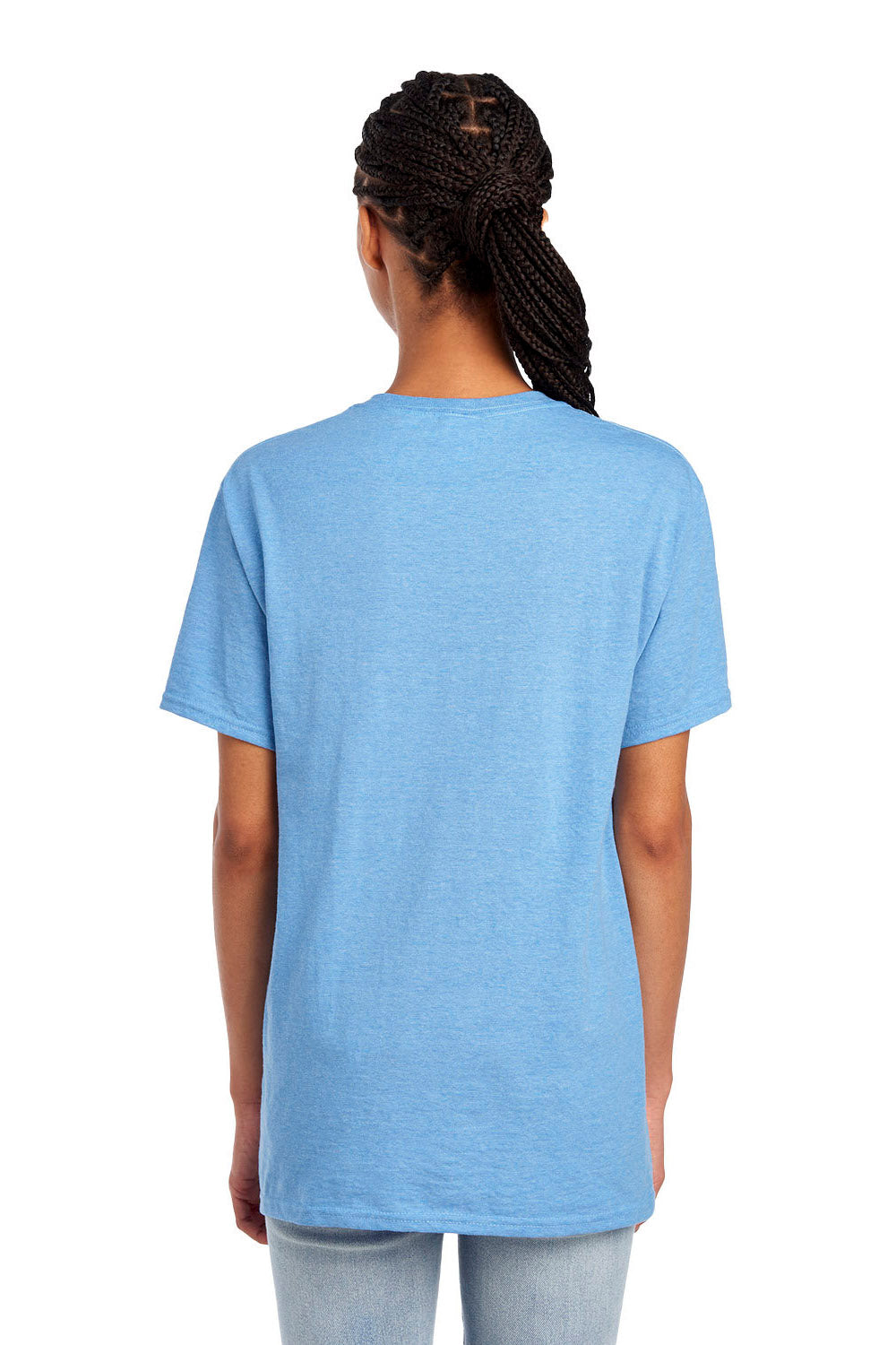 Fruit Of The Loom 3930/3931/3930R Mens HD Jersey Short Sleeve Crewneck T-Shirt Heather Carolina Blue Back