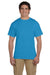 Fruit Of The Loom 3931 Mens HD Jersey Short Sleeve Crewneck T-Shirt Heather Turquoise Blue Front