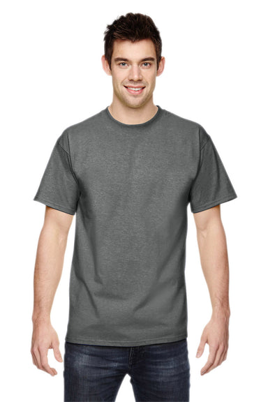 Fruit Of The Loom 3930/3931/3930R Mens HD Jersey Short Sleeve Crewneck T-Shirt Heather Graphite Grey Front