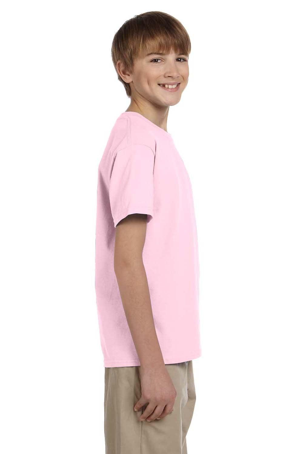 Fruit Of The Loom 3931B Youth HD Jersey Short Sleeve Crewneck T-Shirt Classic Pink Side