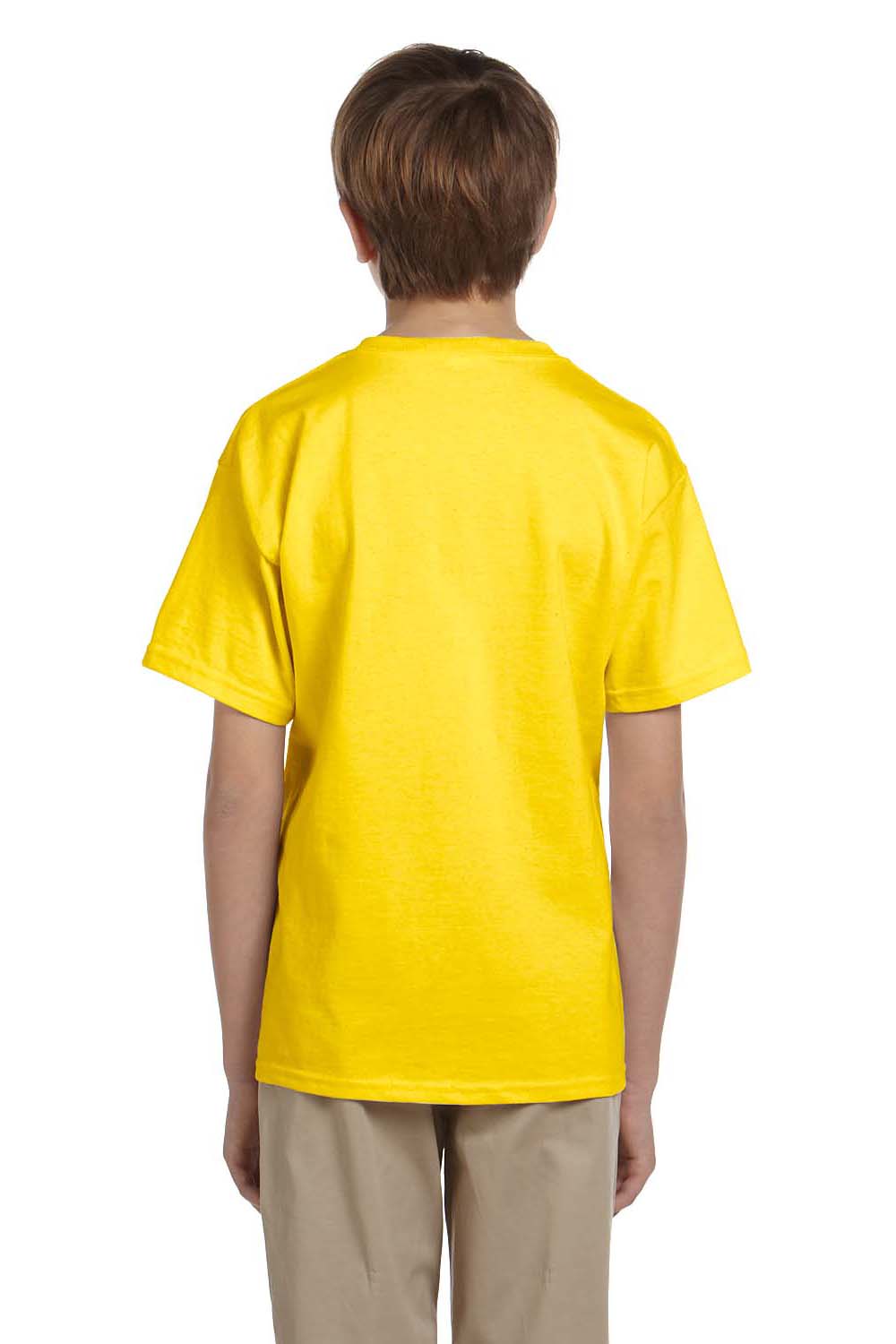 Fruit Of The Loom 3931B Youth HD Jersey Short Sleeve Crewneck T-Shirt Yellow Back