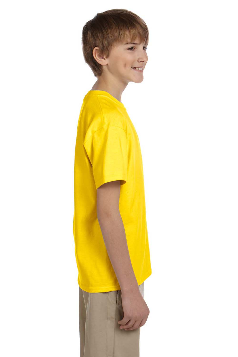 Fruit Of The Loom 3931B Youth HD Jersey Short Sleeve Crewneck T-Shirt Yellow Side