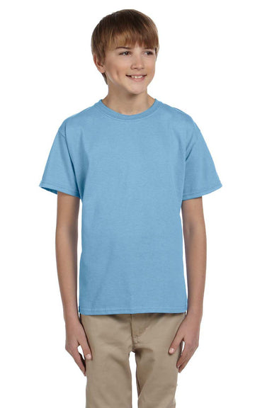 Fruit Of The Loom 3931B Youth HD Jersey Short Sleeve Crewneck T-Shirt Light Blue Front