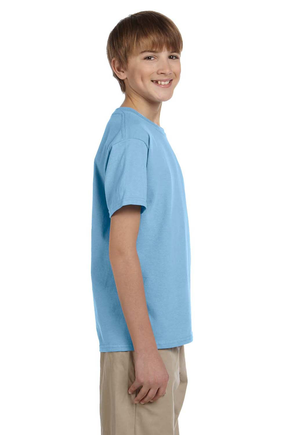 Fruit Of The Loom 3931B Youth HD Jersey Short Sleeve Crewneck T-Shirt Light Blue Side