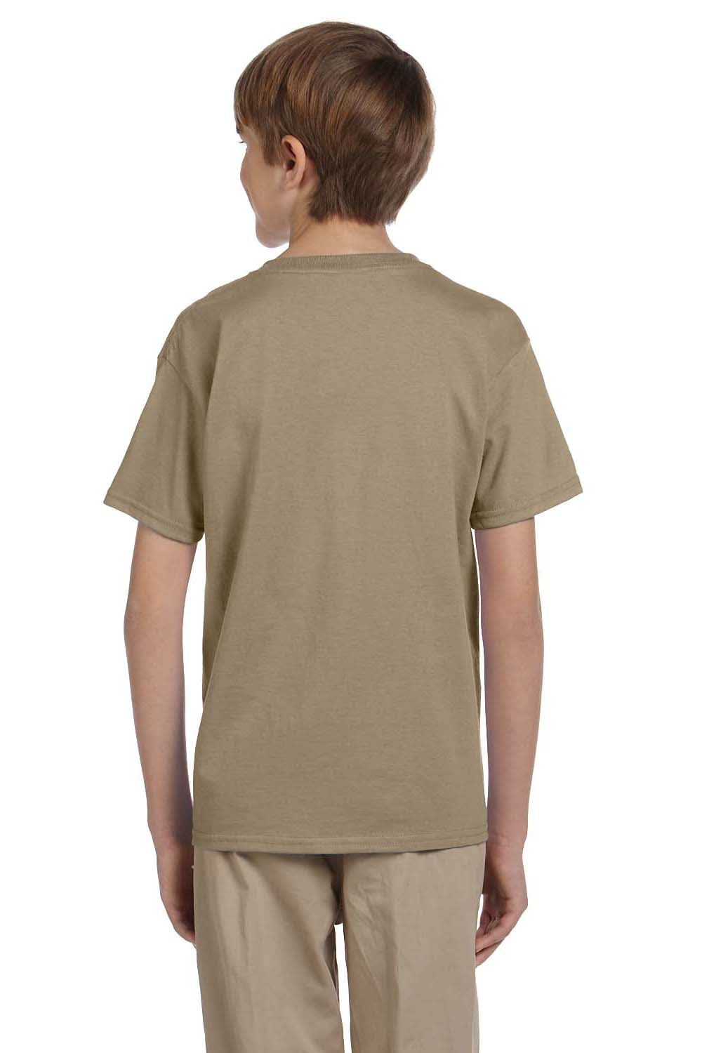 Fruit Of The Loom 3931B Youth HD Jersey Short Sleeve Crewneck T-Shirt Khaki Brown Back