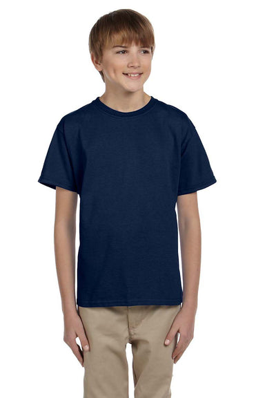 Fruit Of The Loom 3931B Youth HD Jersey Short Sleeve Crewneck T-Shirt Navy Blue Front