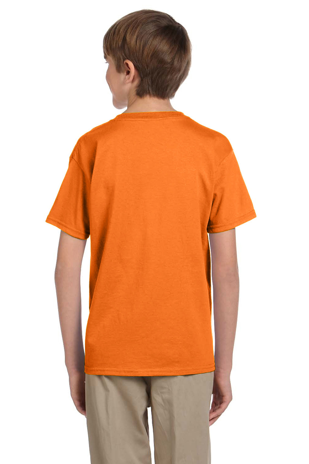 Fruit Of The Loom 3931B Youth HD Jersey Short Sleeve Crewneck T-Shirt Safety Orange Back