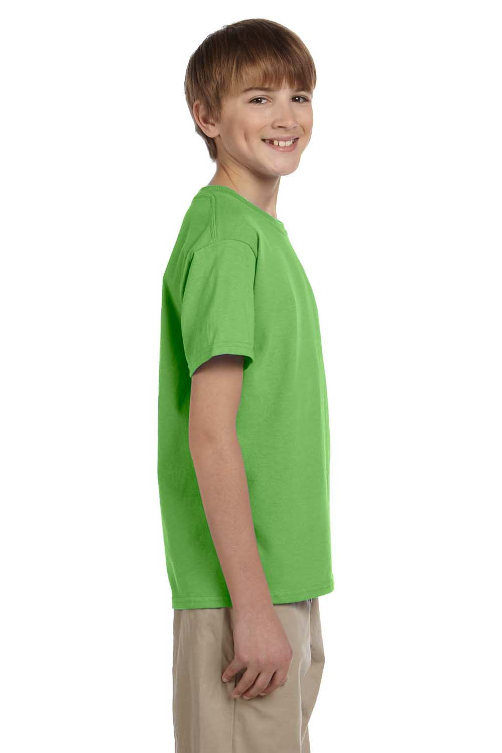 Fruit Of The Loom 3931B Youth HD Jersey Short Sleeve Crewneck T-Shirt Kiwi Green Side