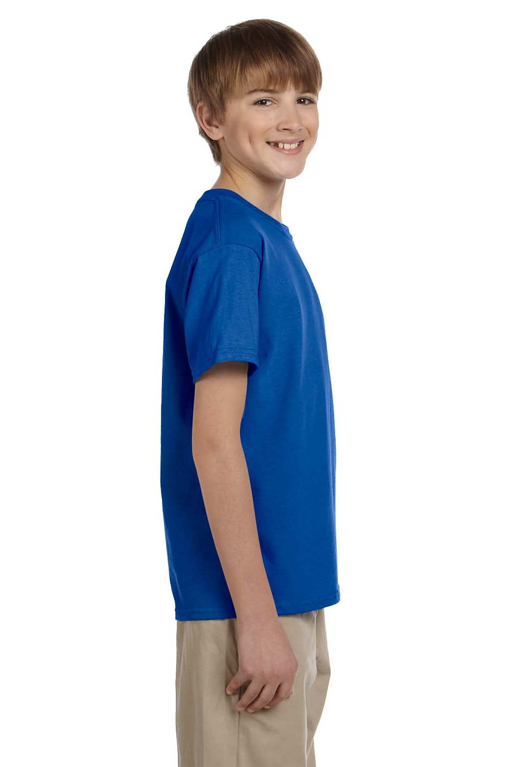 Fruit Of The Loom 3931B Youth HD Jersey Short Sleeve Crewneck T-Shirt Royal Blue Side