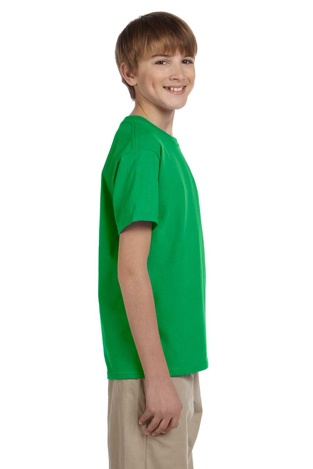 Fruit Of The Loom 3931B Youth HD Jersey Short Sleeve Crewneck T-Shirt Kelly Green Side