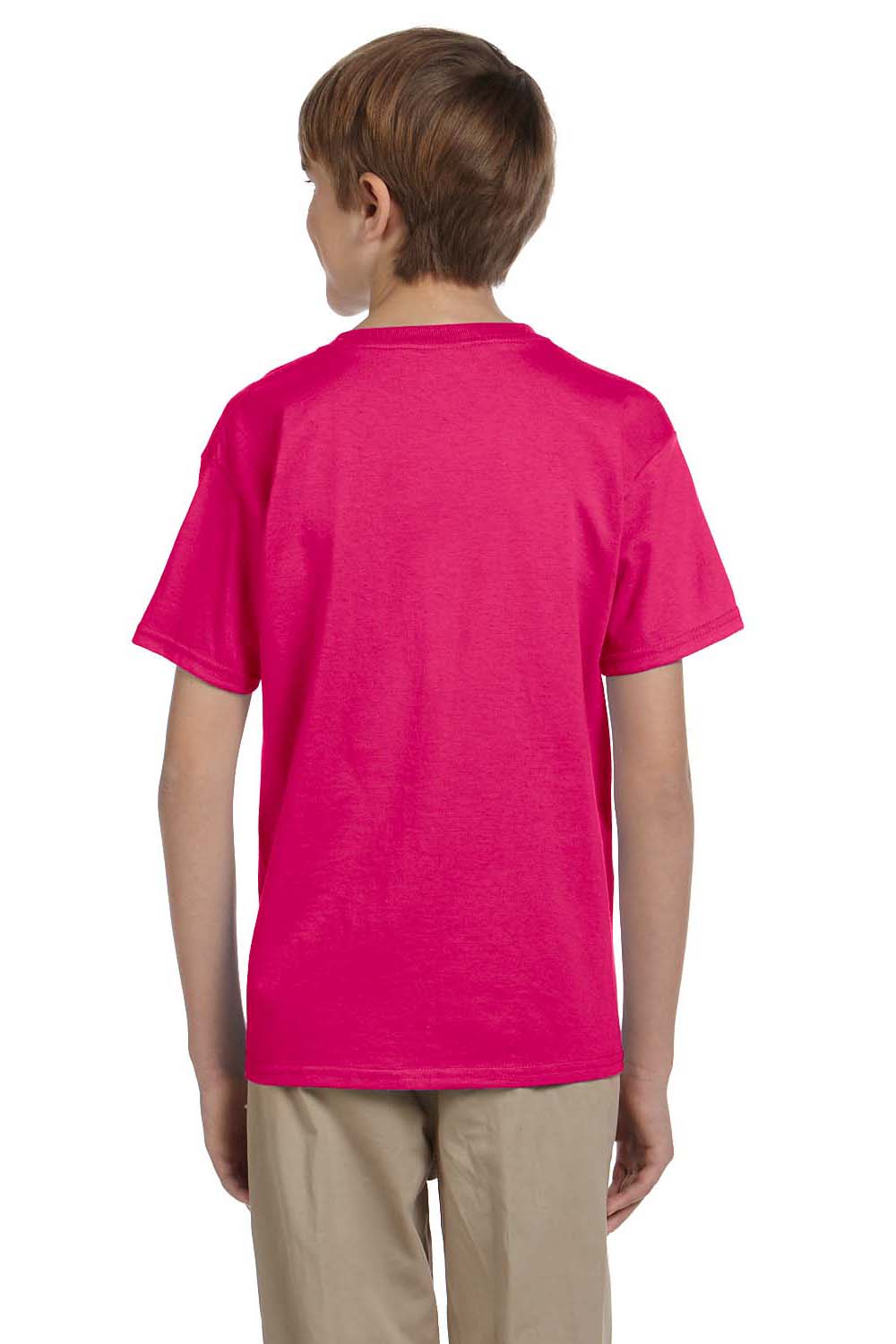 Fruit Of The Loom 3931B Youth HD Jersey Short Sleeve Crewneck T-Shirt Cyber Pink Back