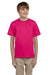 Fruit Of The Loom 3931B Youth HD Jersey Short Sleeve Crewneck T-Shirt Cyber Pink Front