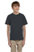Fruit Of The Loom 3931B Youth HD Jersey Short Sleeve Crewneck T-Shirt Heather Black Front