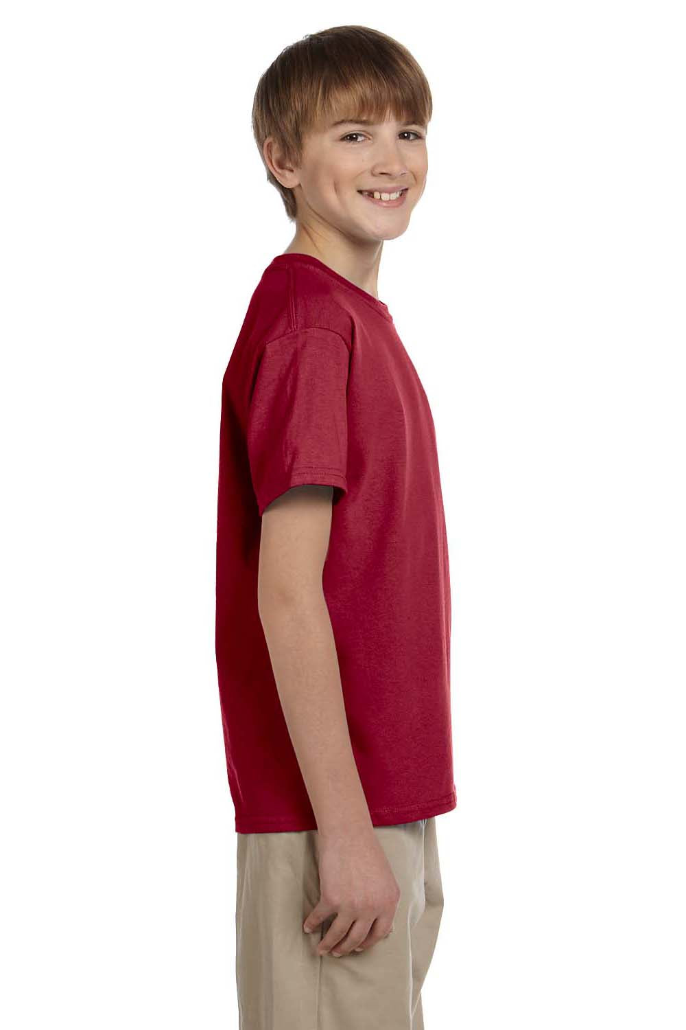 Fruit Of The Loom 3931B Youth HD Jersey Short Sleeve Crewneck T-Shirt Cardinal Red Side