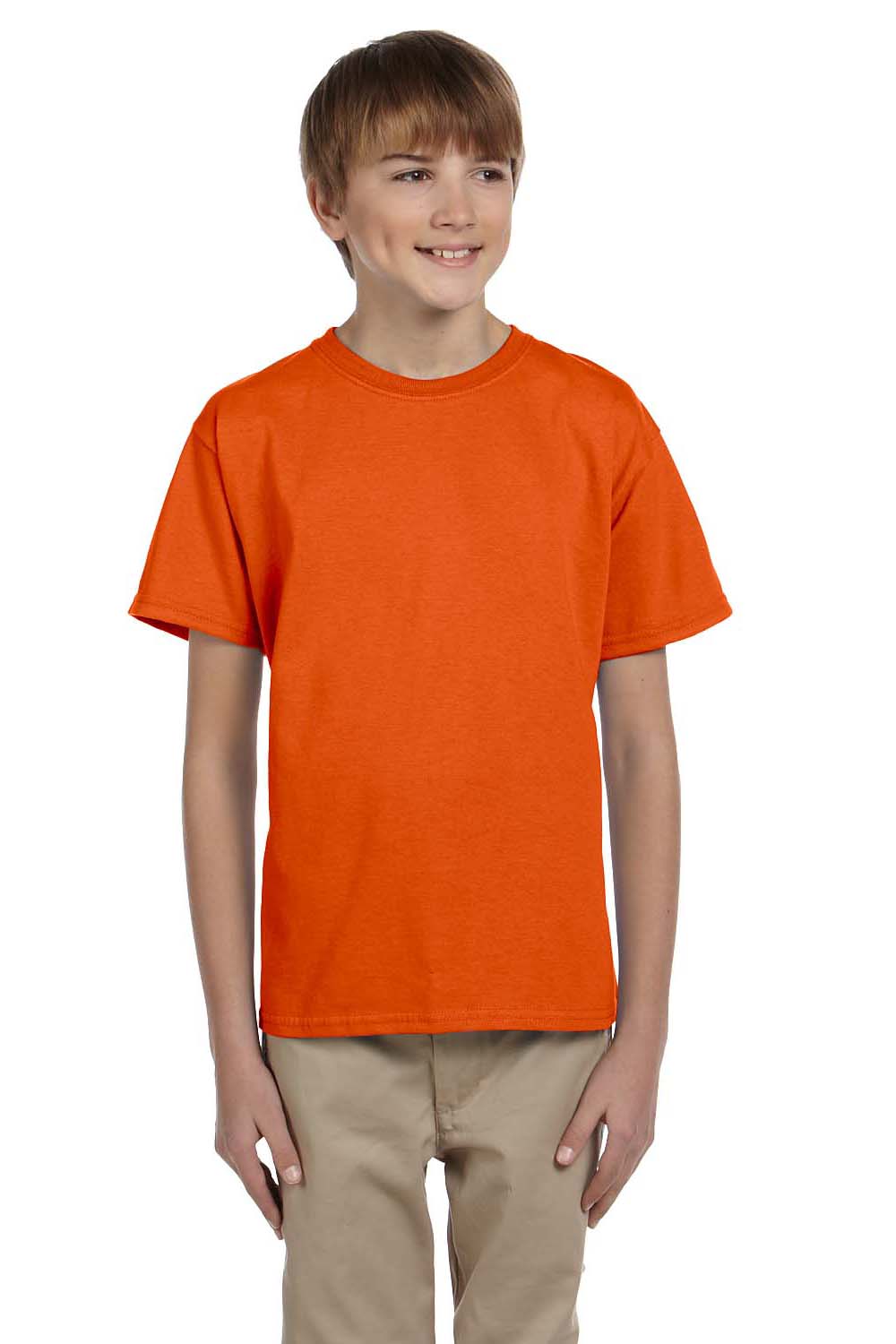 Fruit Of The Loom 3931B Youth HD Jersey Short Sleeve Crewneck T-Shirt Burnt Orange Front