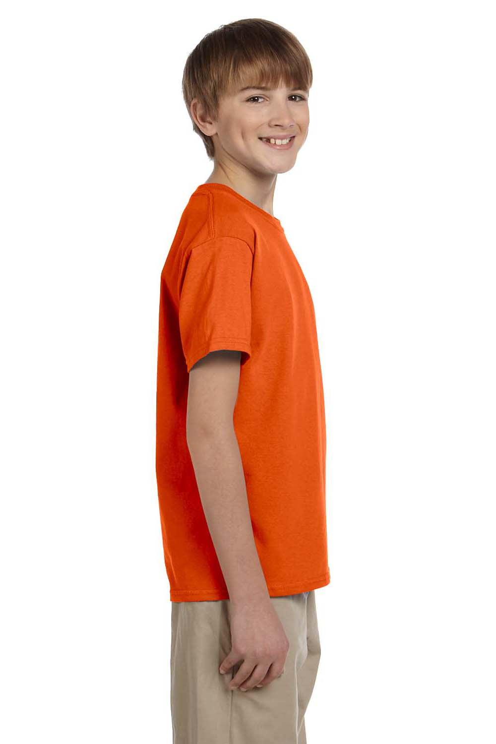 Fruit Of The Loom 3931B Youth HD Jersey Short Sleeve Crewneck T-Shirt Burnt Orange Side