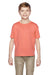 Fruit Of The Loom 3931B Youth HD Jersey Short Sleeve Crewneck T-Shirt Heather Coral Red Front