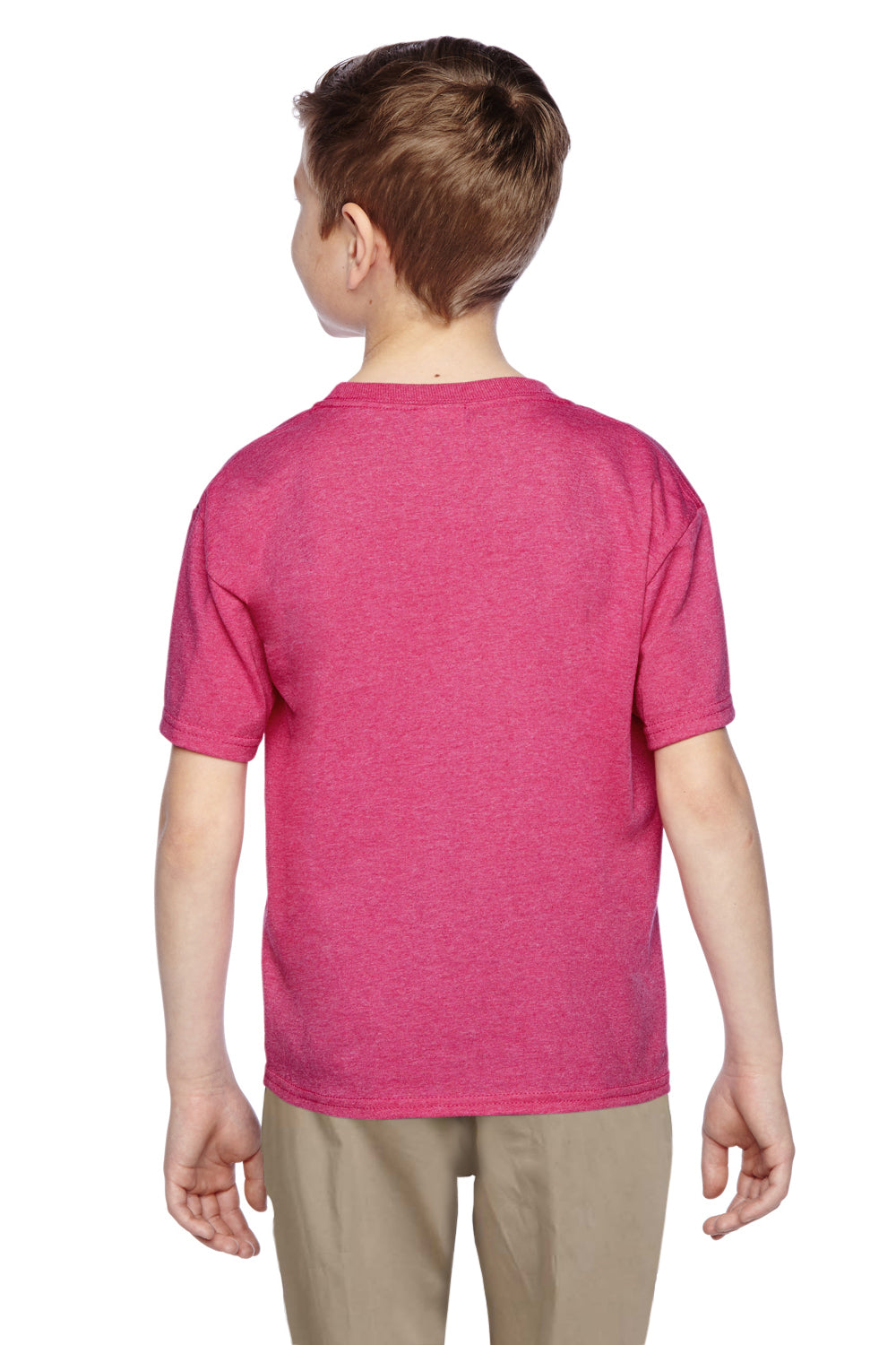 Fruit Of The Loom 3931B Youth HD Jersey Short Sleeve Crewneck T-Shirt Heather Pink Back