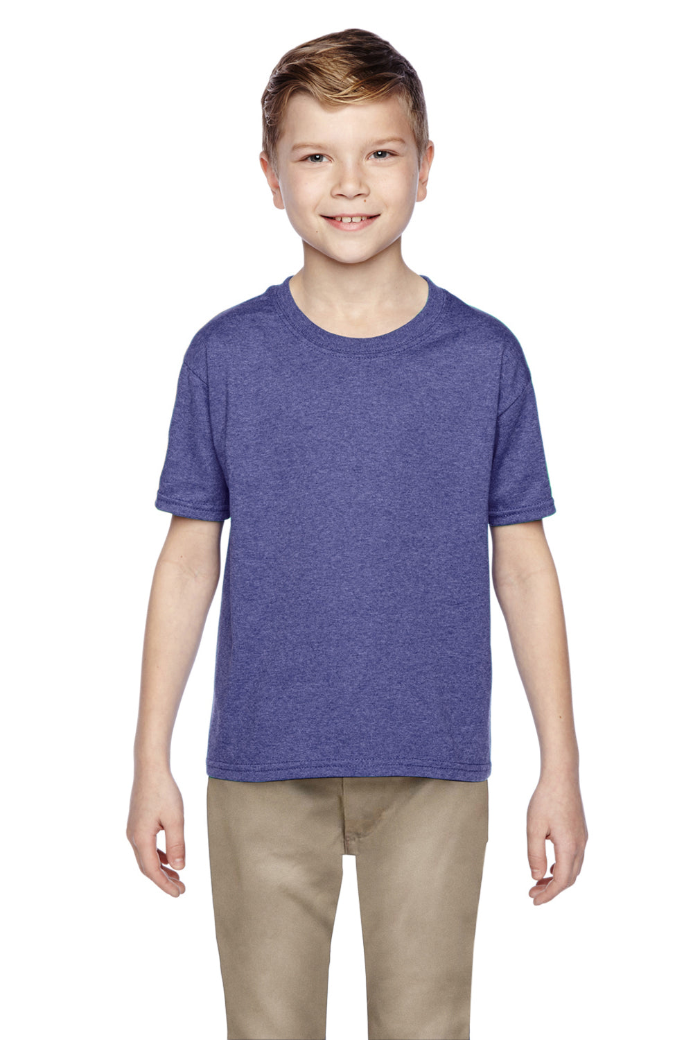 Fruit Of The Loom 3931B Youth HD Jersey Short Sleeve Crewneck T-Shirt Heather Purple Front
