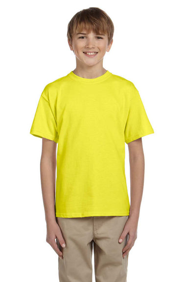 Fruit Of The Loom 3931B Youth HD Jersey Short Sleeve Crewneck T-Shirt Neon Yellow Front