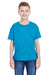 Fruit Of The Loom 3931B Youth HD Jersey Short Sleeve Crewneck T-Shirt Heather Turquoise Blue Front