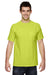 Fruit Of The Loom 3931P Mens HD Jersey Short Sleeve Crewneck T-Shirt w/ Pocket Safety Green Front