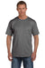 Fruit Of The Loom 3931P Mens HD Jersey Short Sleeve Crewneck T-Shirt w/ Pocket Charcoal Grey Front