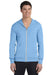 Bella + Canvas 3939 Mens Full Zip Long Sleeve Hooded T-Shirt Hoodie Athletic Blue Front