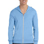 Bella + Canvas Mens Full Zip Long Sleeve Hooded T-Shirt Hoodie - Blue - Closeout