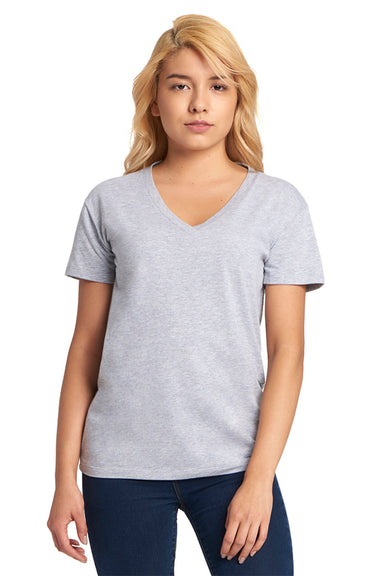 Next Level 3940 Womens Relaxed Short Sleeve V-Neck T-Shirt Heather Grey Front