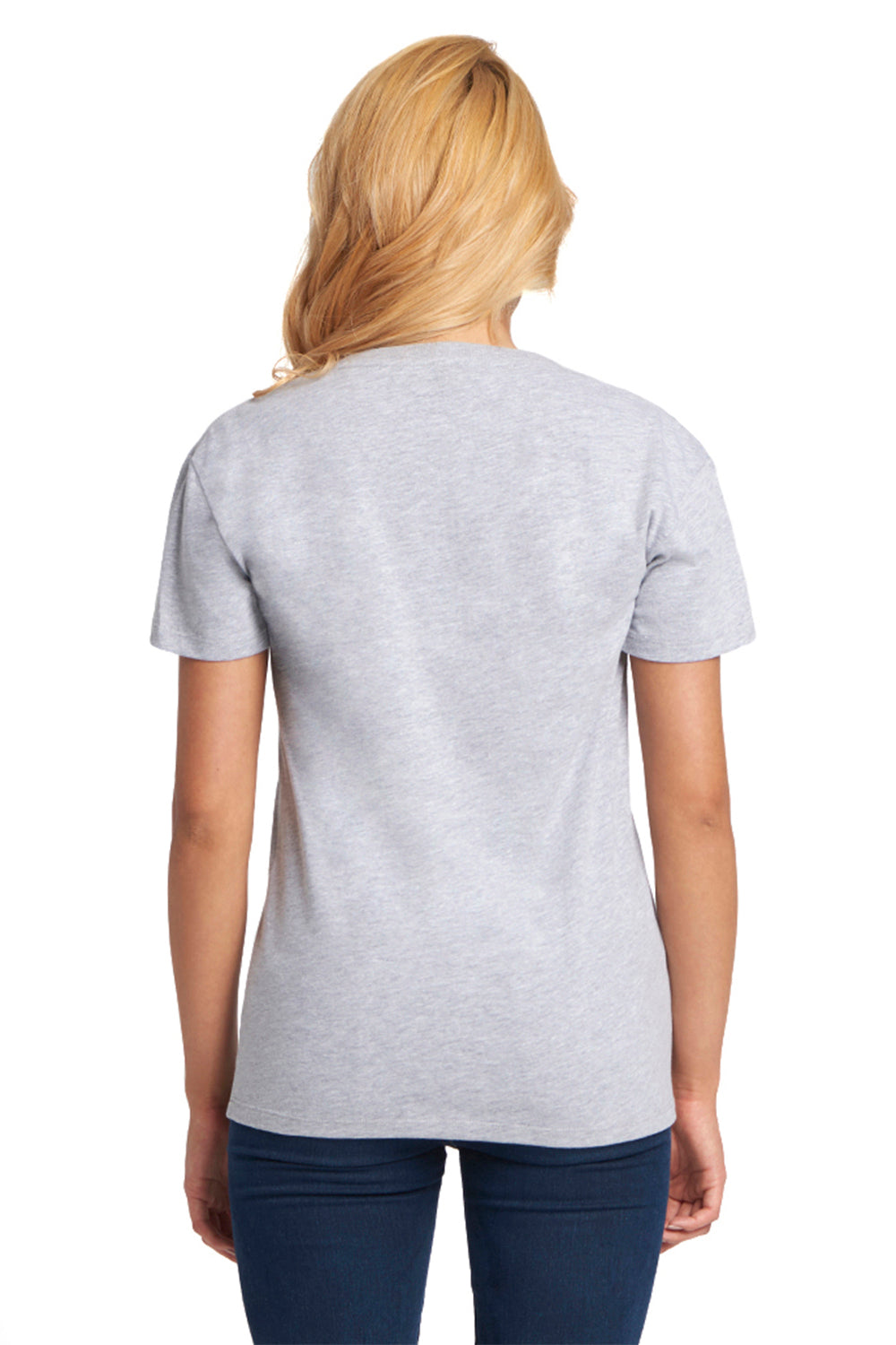 Next Level 3940 Womens Relaxed Short Sleeve V-Neck T-Shirt Heather Grey Back