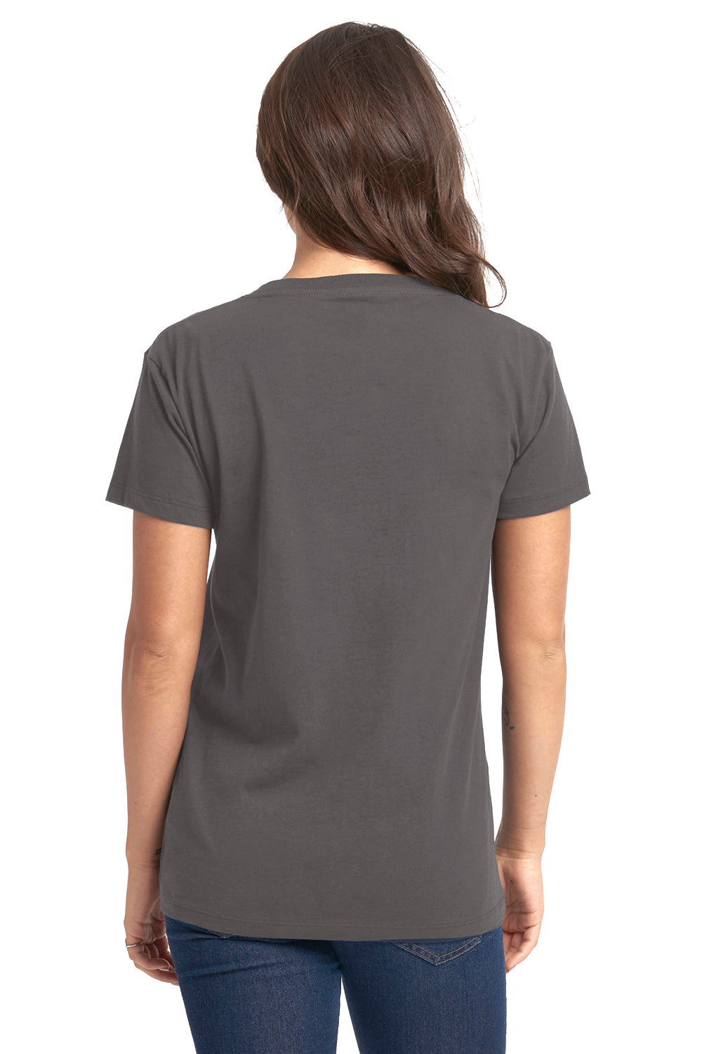 Next Level 3940 Womens Relaxed Short Sleeve V-Neck T-Shirt Heavy Metal Grey Back